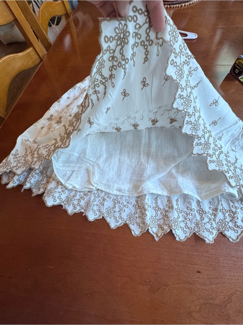 Jessica Simpson Embroidered White Tired Mini Dress Spaghetti Straps size S - Picture 7 of 11